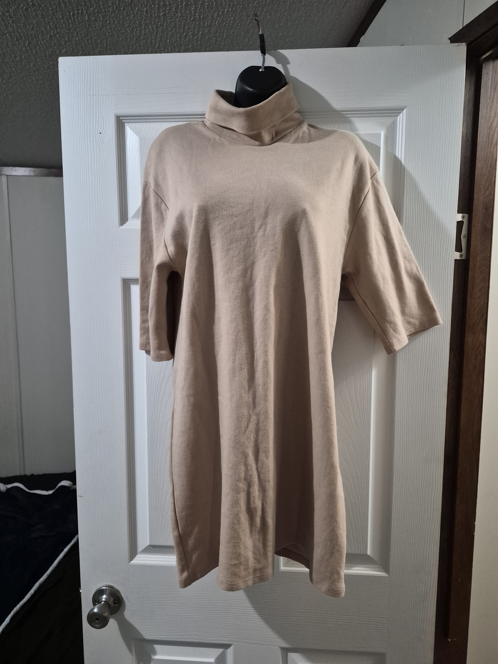 Zara Cream Turtleneck Short-Sleeve Tunic